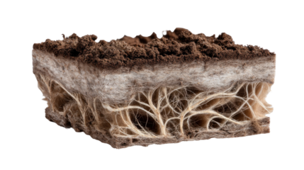 Rooted Earth: A detailed cross-section reveals the intricate structure of soil and root systems. Illustrating the vital connection between earth and the growth of life.