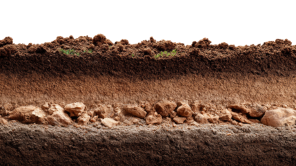 Earth's Layers: A detailed cross-section showcases the various layers of the earth's composition, from the surface topsoil to the sublayers below.