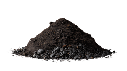 Pile of soil: A close-up shot of a pile of rich, dark soil, perfect for gardening and nurturing new growth. Showing the depth of the earth.