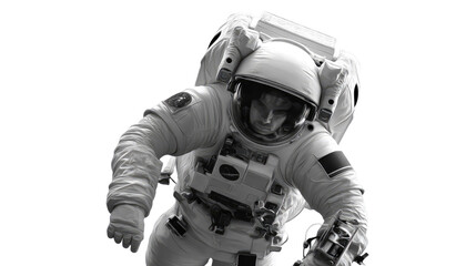 Cosmic Explorer: A lone astronaut, clad in a pristine spacesuit, floats weightlessly in the vast expanse of space, gazing towards the unknown.