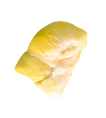 Yellow pulp of ripe durian fruit in stack without peel isolated  with clipping path in png file format