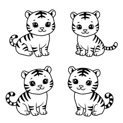 Cute tiger cubs illustration for kids