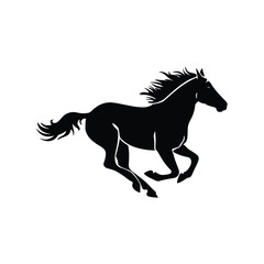 Running Horse Silhouette – Wild Mustang Vector Logo Design Isolated on White Background

