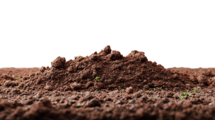The Earth's Embrace: A low-angle perspective of a mound of fertile, brown soil, showcasing the earth's fundamental element in its raw, unadulterated form.