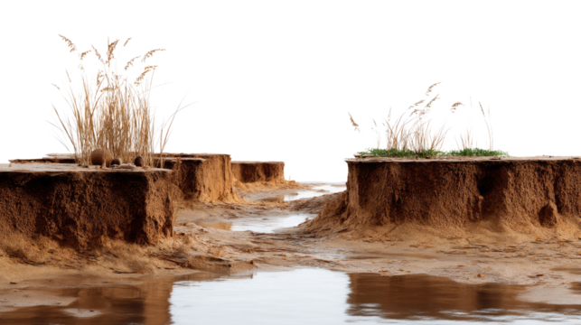 Erosion landscape: A striking composition showcases an eroded landscape. The raw earth and natural textures depict the Earth's process.