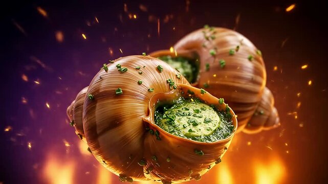 Prepared escargots with herbs