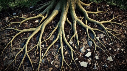 Forest Degradation. Living Soil Esg fintech nature-based forebears Grounding benefits sheets Spring boot EcoVadis Unravel carbon Grow therapy Tree roots spreading in with rocks and debris