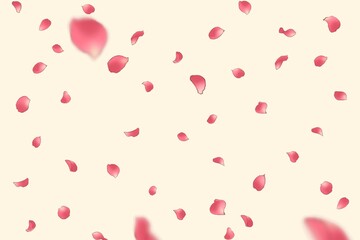 A soft background with gracefully falling pink rose petals. This visual can be used as a background for text, invitations, or product promotions.