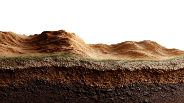 Earth's Layers: A cross-sectional view unveils the intricate layers of the earth, showcasing soil, rock formations, and geological structure, highlighting the earth's composition and the layers below