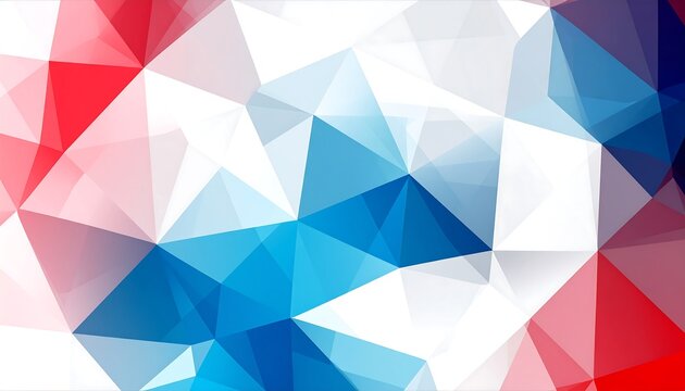 Abstract geometric background with overlapping triangles in red, blue, and white