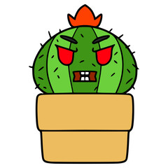 cactus character angry illustration hand drawn isolated vector