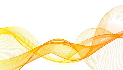 Abstract flowing orange waves on white background