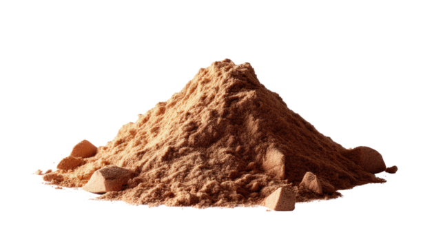 Earth tone powder: An exquisite collection of earthy brown powder rests on a level surface, providing an abstract visual. This image would evoke warmth and the touch of nature.