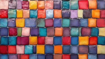 Colorful square tiles arranged in a grid pattern