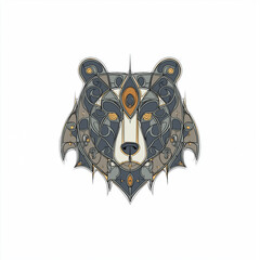 brave bear mascot logo with tribal inspiration with white background