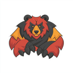brave bear mascot logo with tribal inspiration with white background