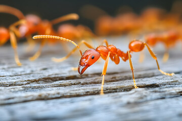 red ant on leaf