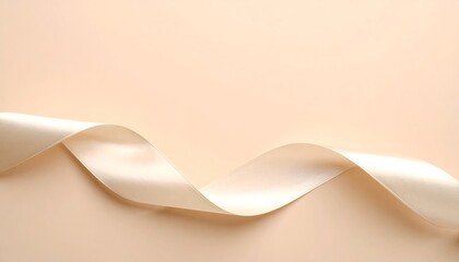 Elegant cream ribbon on a pastel background