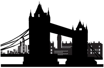 tower bridge London cityscape silhouette  