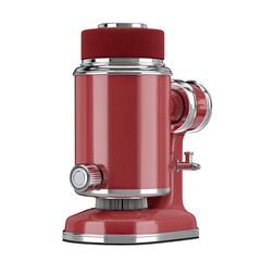 Retro red coffee grinder, polished chrome accents