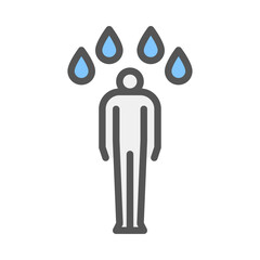 Sweat filled outline icon. people color line illustration.