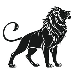 Fototapeta premium Minimalist black silhouette of a majestic lion standing 