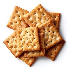 Fototapeta premium Close-up shot of golden-brown crackers arranged on a surface