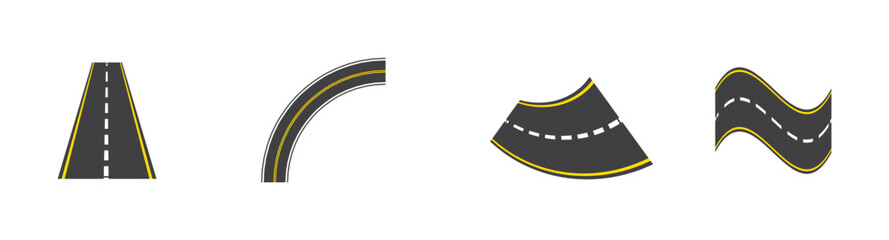 Set tracks and winding road curve pathway