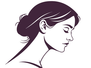 Elegant Vector Silhouette of a Woman’s Profile in Side View – Black Female Head Silhouette Isolated on White Background, Minimalist Female Face Outline for Beauty, Fashion, or Identity Concepts