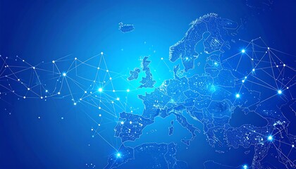 European map with glowing network