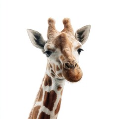 Fototapeta premium A close-up portrait of a giraffe, showcasing its distinct patterned coat and unique features