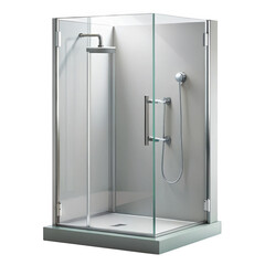 3d rendered modern glass shower enclosure isolated on transparent background