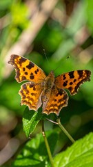 Orange and brown butterfly perched