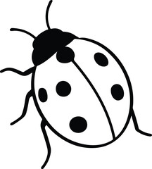 Silhouette ladybug cute insect black and white vector Illustrator © AbuSadat