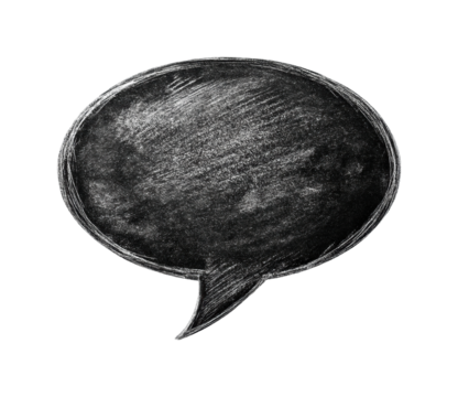 Creative chalkboard speech bubble for engaging presentations graphic design isolated on transparent background, png