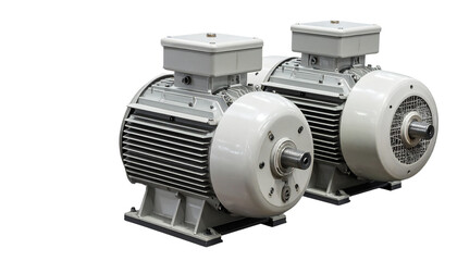 Industrial Electric AC 3-Phase Motor: High-Power Engine Isolated on Transparent Background