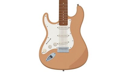 Obraz premium Flat lay of a light-tan electric guitar