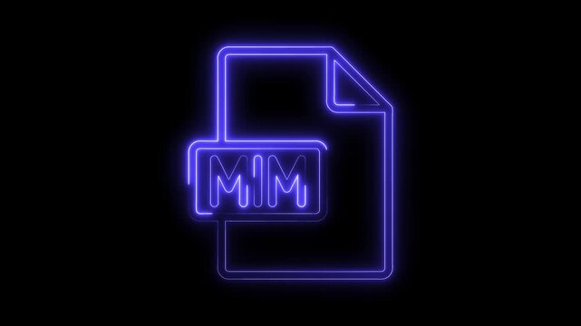 Glowing Neon M I M File Icon Isolated on Black Background Futuristic Digital Symbol Vibrant Blue Light