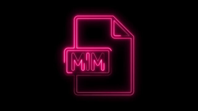 Glowing Neon M I M File Icon Isolated on Black Background Vibrant Pink Futuristic Symbol Digital Data