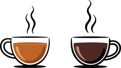 Two cups of hot coffee isolated on white background, perfect for a break