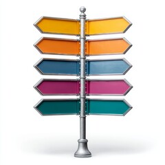 Obraz premium A colorful directional signpost with many arrows pointing in different directions