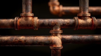 Enhance Industrial Interiors With Copper Rustic Pipeline Networks Featuring Warm Oxidized Textures And Vintage Appeal