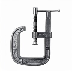 Metal C Clamp Tool on White Background Industrial Construction Hardware Equipment