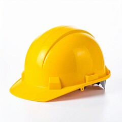 Fototapeta premium Yellow Hard Hat Construction Safety Equipment on White Background in Studio