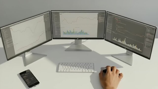 Multiple computer monitors on a desk