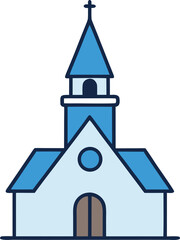 snowy village church icon on transparent background