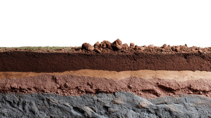 Earth's Layers: A cross-section reveals the intricate layers of soil composition, highlighting textures, colors, and the geological elements that shape our world.