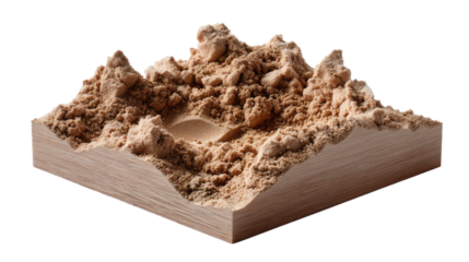 Miniature Terrain: A meticulously crafted miniature landscape, with rugged peaks and valleys, carved into a block of wood, showcases the beauty of topographical detail and natural textures.