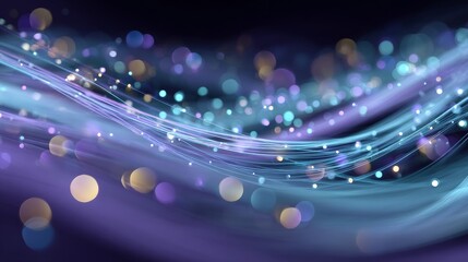 Abstract Fiber Optic Network with Colorful Light Bokeh