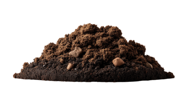 Pile of Earth: A mound of rich, dark soil rests, perfect for illustrating concepts of growth and the nurturing power of nature.